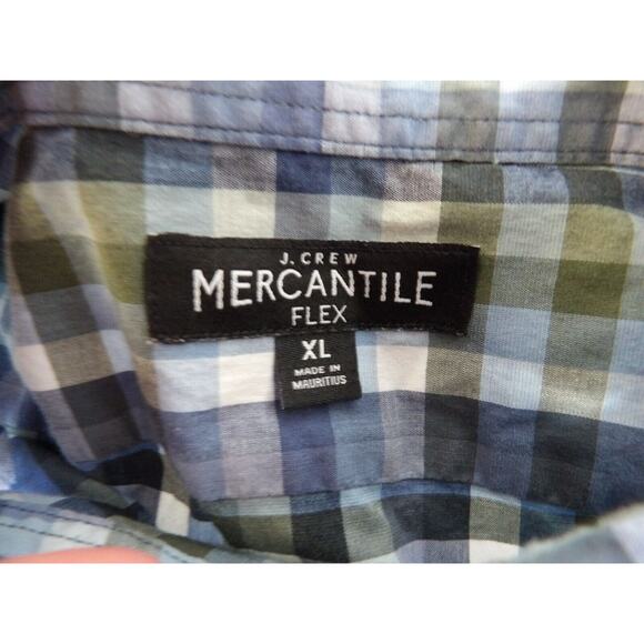 J Crew Mercantile Flex Shirt Mens XL Check Plaid Blue Long Sleeve Button Up - Picture 8 of 10